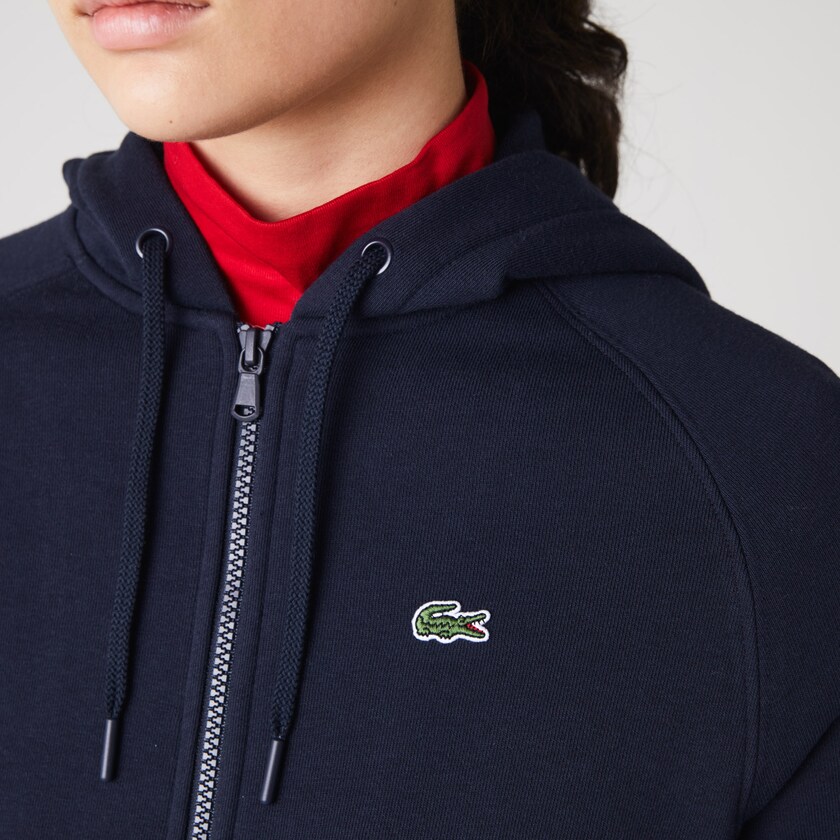 Moletons Lacoste Feminino Azul Marinho Azuis SPORT Hooded Fleece Zip Tennis KM2-66176P0