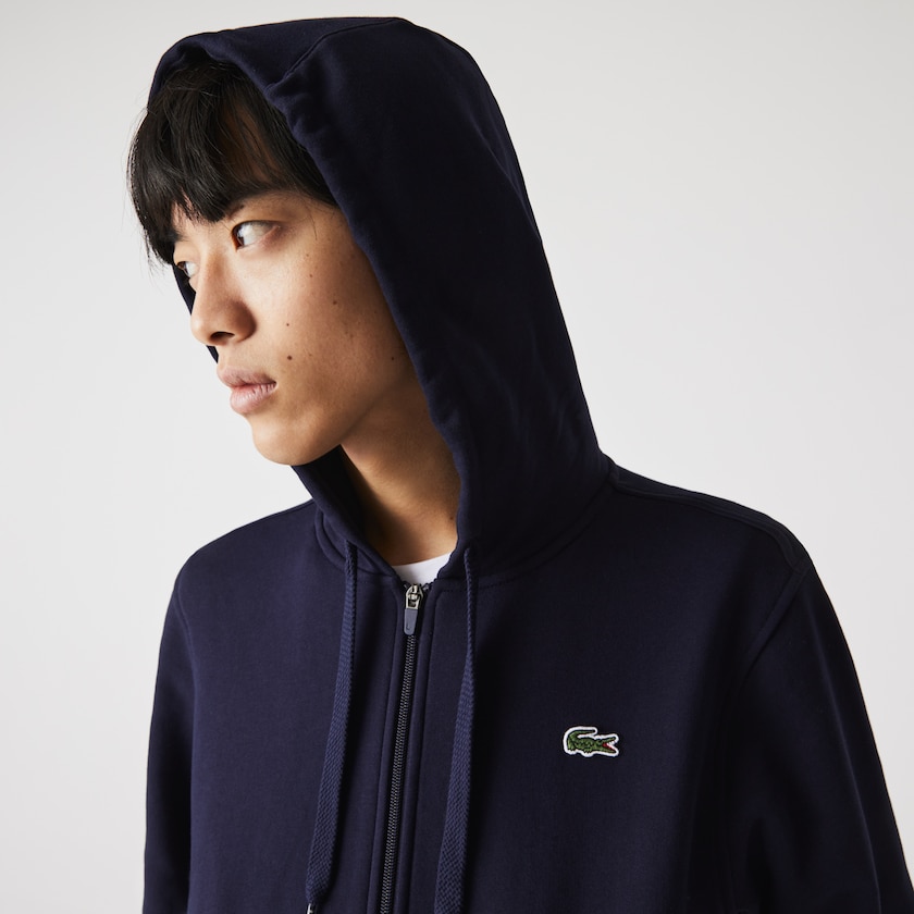 Moletons Lacoste Masculino Azul Marinho Azuis SPORT Hooded Lightweight Bi-material NJ6-67656U0