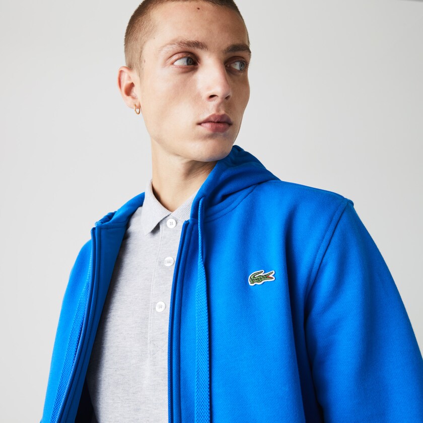Moletons Lacoste Masculino Azuis SPORT Hooded Lightweight Bi-material VD1-49194X3