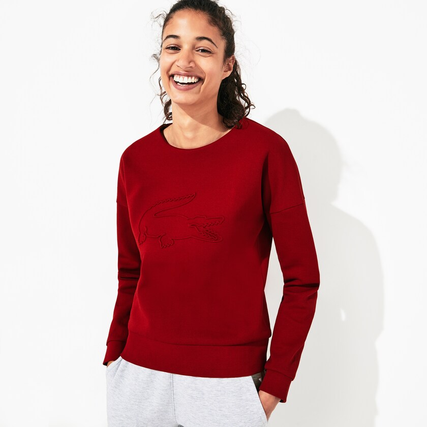 Moletons Lacoste Feminino Vermelhas Escuro SPORT Oversize Croc Cotton-Blend OT8-16821E3