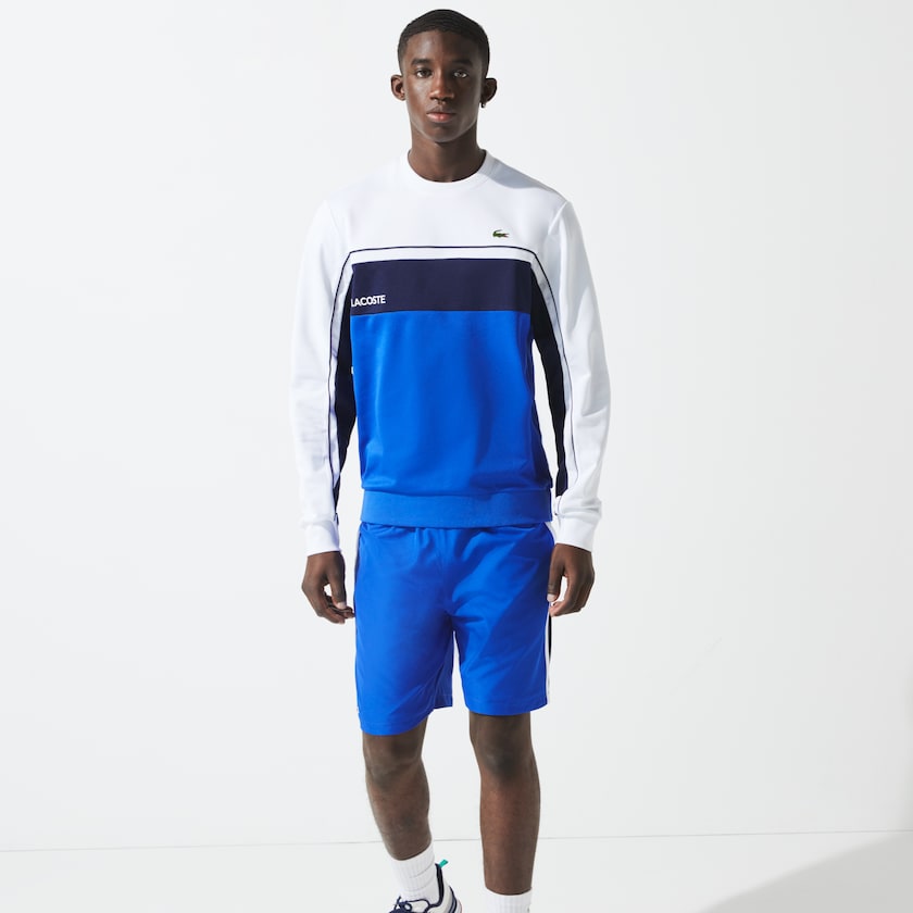 Moletons Lacoste Masculino Branco Azuis Azul Marinho Azuis Branco SPORT Resistant Colorblock Piqué AT0-19461L5
