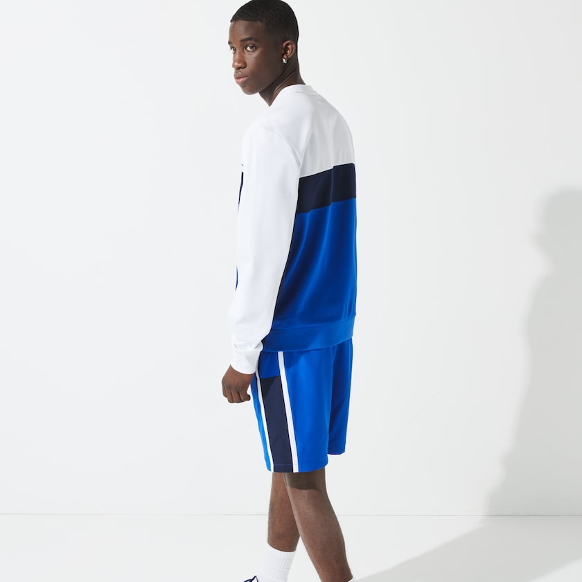 Moletons Lacoste Masculino Branco Azuis Azul Marinho Azuis Branco SPORT Resistant Colorblock Piqué AT0-19461L5
