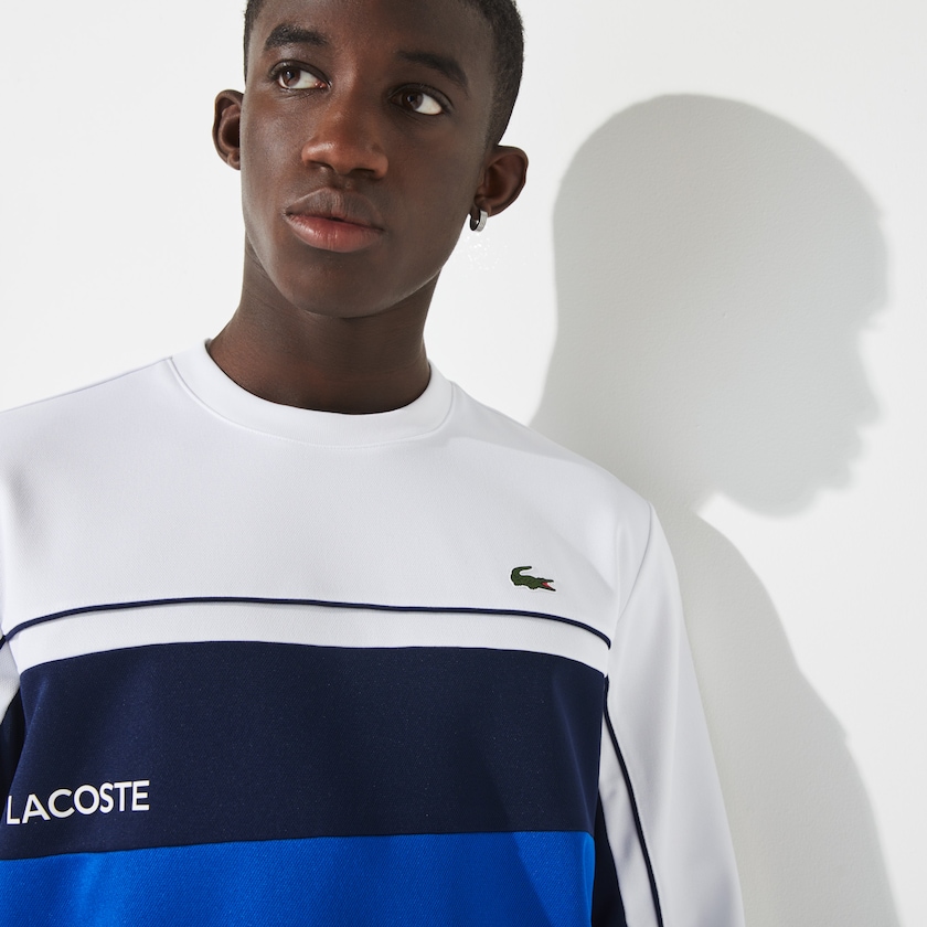 Moletons Lacoste Masculino Branco Azuis Azul Marinho Azuis Branco SPORT Resistant Colorblock Piqué AT0-19461L5