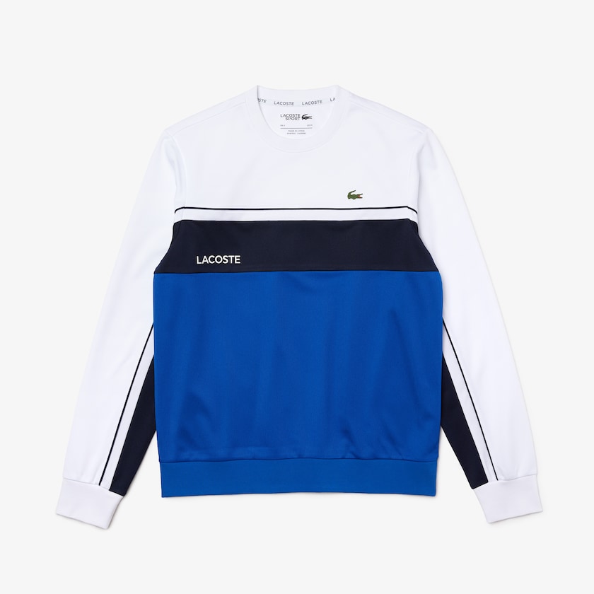 Moletons Lacoste Masculino Branco Azuis Azul Marinho Azuis Branco SPORT Resistant Colorblock Piqué AT0-19461L5