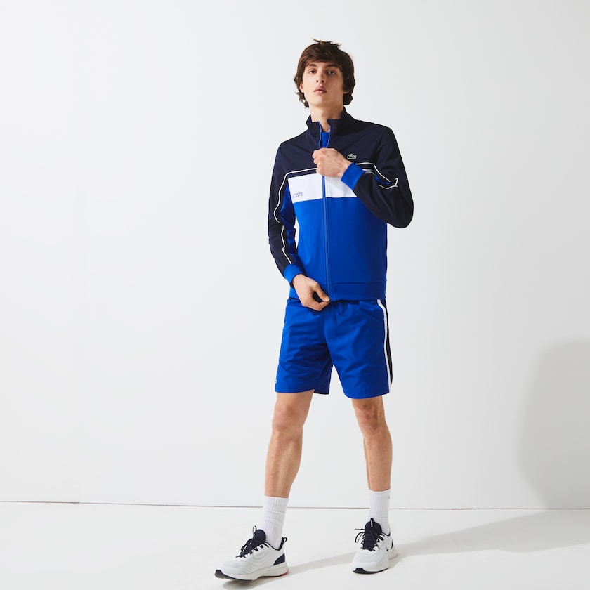 Moletons Lacoste Masculino Azul Marinho Azuis Azuis Branco Azuis SPORT Resistant Colourblock Piqué Zip LW0-99189W7
