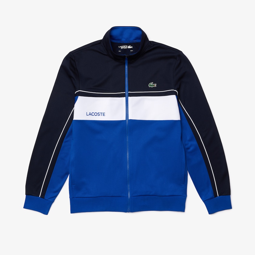 Moletons Lacoste Masculino Azul Marinho Azuis Azuis Branco Azuis SPORT Resistant Colourblock Piqué Zip LW0-99189W7