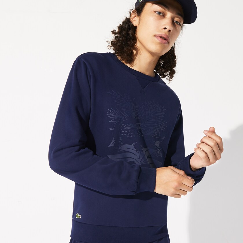 Moletons Lacoste Masculino Azul Marinho Azuis Verdes SPORT Roland Garros Plant Print GO6-00700P2