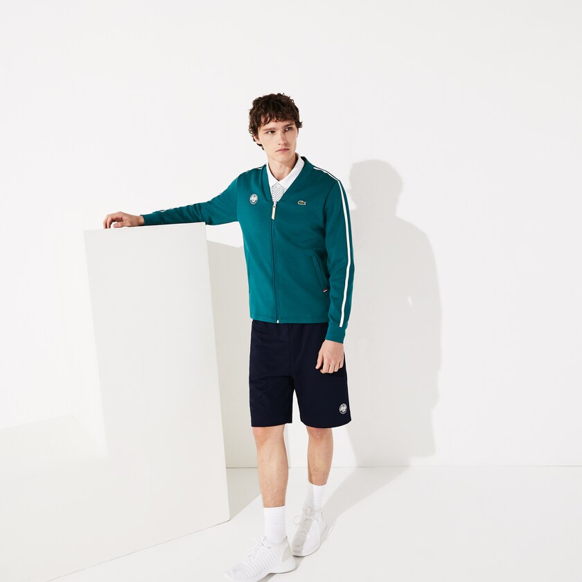 Moletons Lacoste Masculino Verdes Branco Vermelhas SPORT Roland Garros V-Neck Zip AB9-28112K7