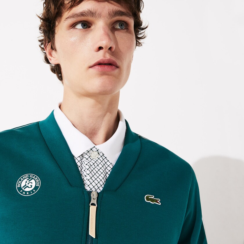 Moletons Lacoste Masculino Verdes Branco Vermelhas SPORT Roland Garros V-Neck Zip AB9-28112K7