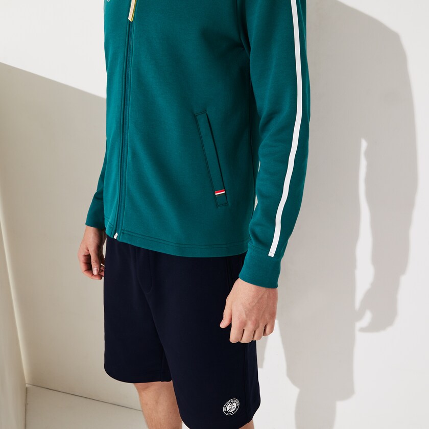 Moletons Lacoste Masculino Verdes Branco Vermelhas SPORT Roland Garros V-Neck Zip AB9-28112K7