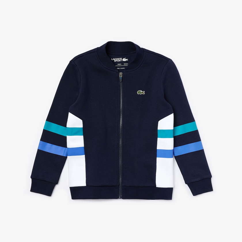 Moletons Lacoste Criança Azul Marinho Azuis Branco Turquesa Azuis SPORT Side Stripe Full-Zip Colorblock DU9-18351A7