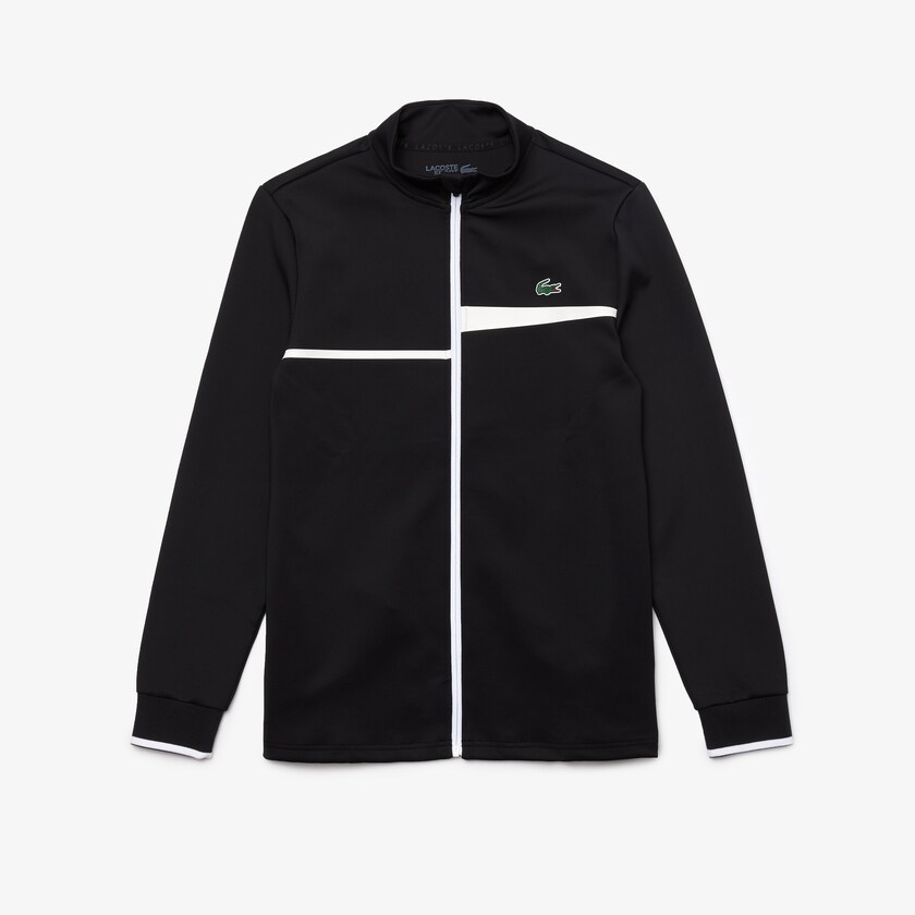 Moletons Lacoste Masculino Pretas Branco SPORT Stand-Up Collar Zip Tennis TA7-61696L4