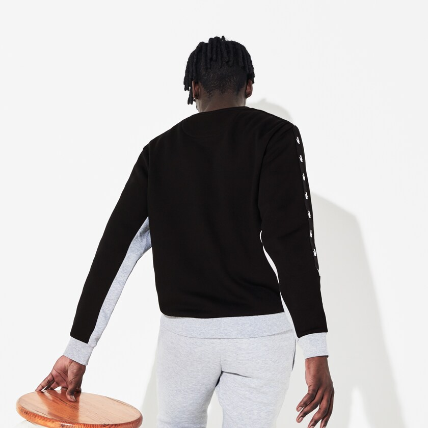 Moletons Lacoste Masculino Pretas Cinzentas SPORT Two-Tone Fleece Crew Neck AI7-89978Q0