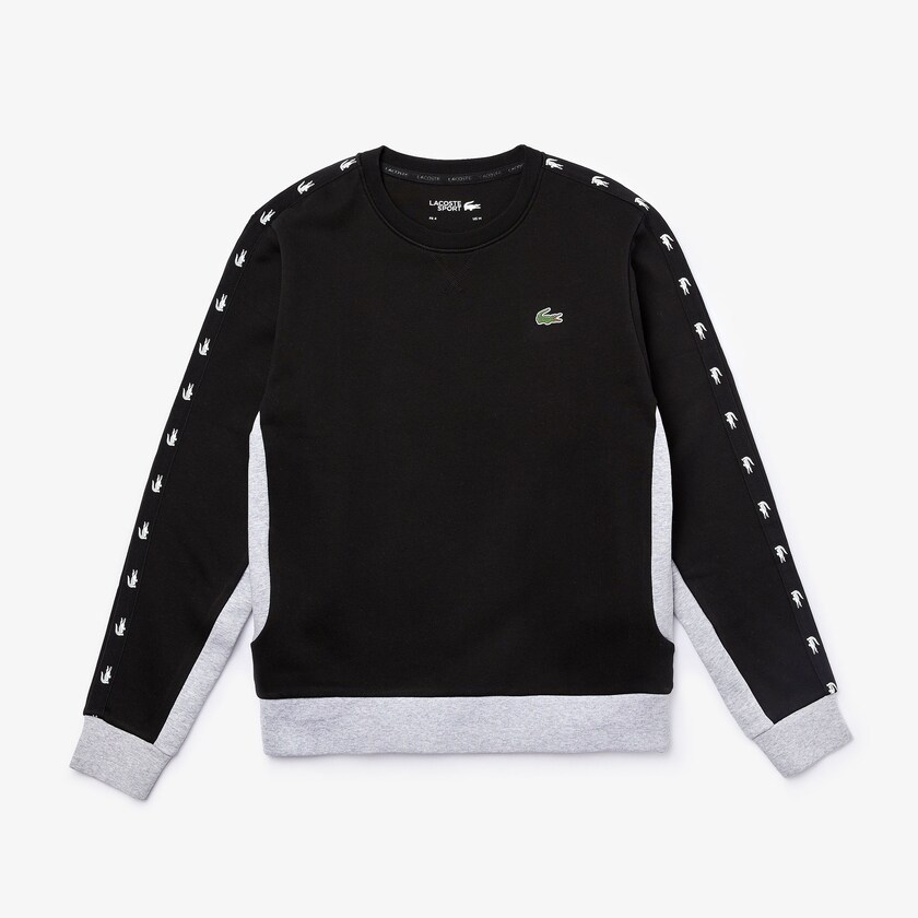 Moletons Lacoste Masculino Pretas Cinzentas SPORT Two-Tone Fleece Crew Neck AI7-89978Q0