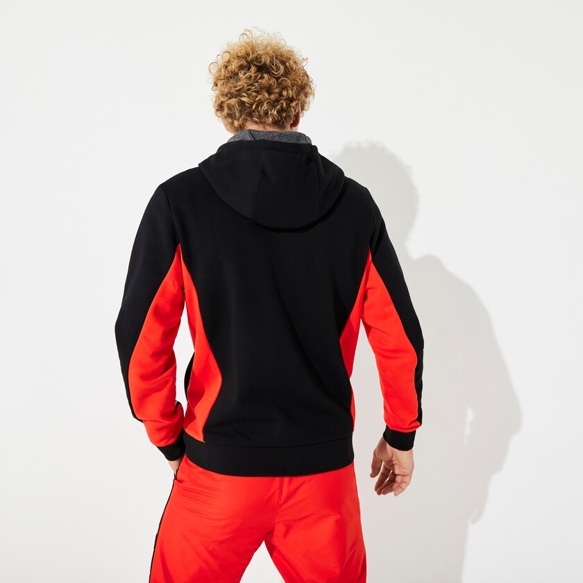 Moletons Lacoste Masculino Pretas Vermelhas Cinzentas SPORT Two-Tone Fleece Hoody QY2-86078E5