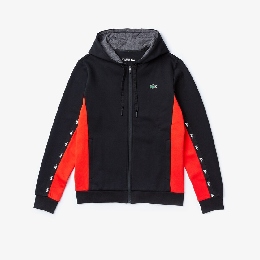 Moletons Lacoste Masculino Pretas Vermelhas Cinzentas SPORT Two-Tone Fleece Hoody QY2-86078E5