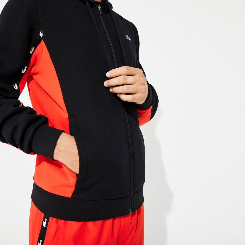 Moletons Lacoste Masculino Pretas Vermelhas Cinzentas SPORT Two-Tone Fleece Hoody QY2-86078E5