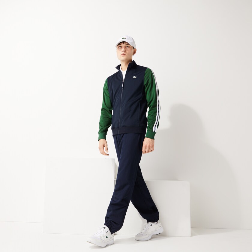 Moletons Lacoste Masculino Azul Marinho Azuis Verdes SPORT Two-Tone Technical Piqué Zip XK9-97919L2