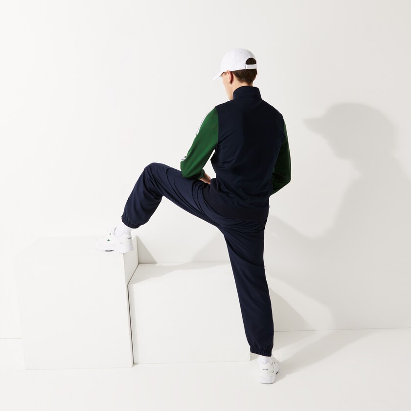 Moletons Lacoste Masculino Azul Marinho Azuis Verdes SPORT Two-Tone Technical Piqué Zip XK9-97919L2