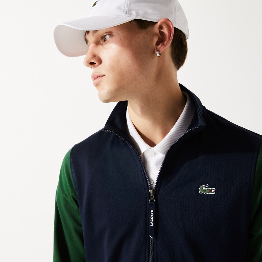 Moletons Lacoste Masculino Azul Marinho Azuis Verdes SPORT Two-Tone Technical Piqué Zip XK9-97919L2