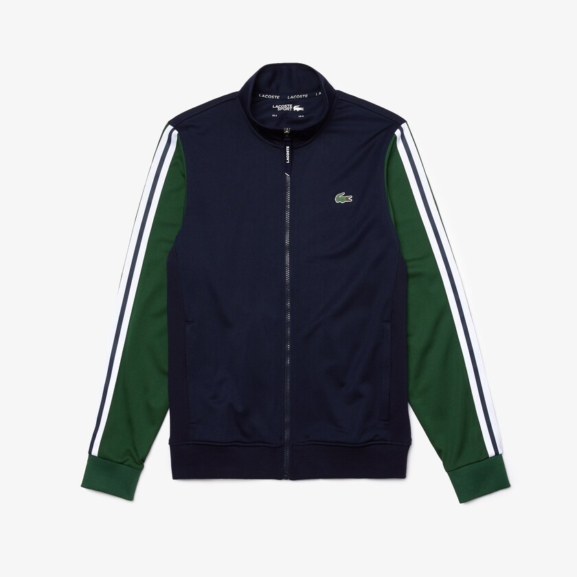 Moletons Lacoste Masculino Azul Marinho Azuis Verdes SPORT Two-Tone Technical Piqué Zip XK9-97919L2