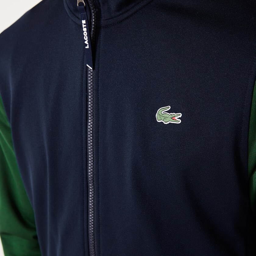 Moletons Lacoste Masculino Azul Marinho Azuis Verdes SPORT Two-Tone Technical Piqué Zip XK9-97919L2