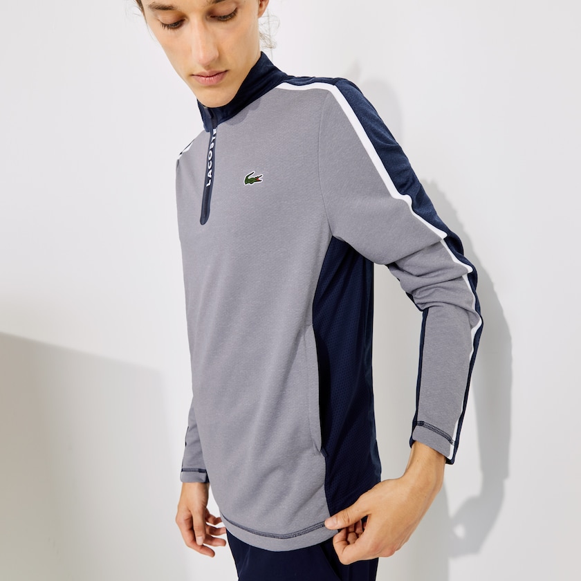Moletons Lacoste Masculino Cinzentas Azul Marinho Azuis Branco SPORT Zip Stand-Up Collar Stretch Golf RE4-50775O0