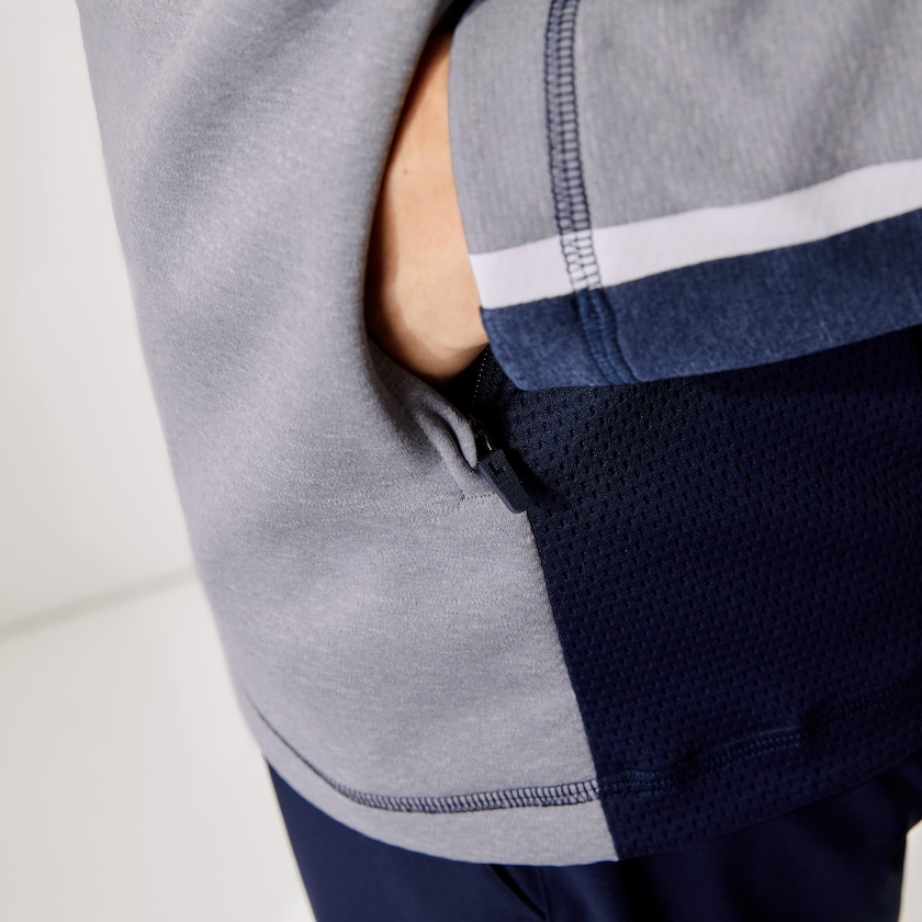 Moletons Lacoste Masculino Cinzentas Azul Marinho Azuis Branco SPORT Zip Stand-Up Collar Stretch Golf RE4-50775O0