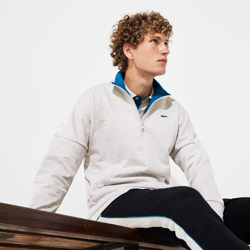 Moletons Lacoste Masculino Cinzentas Azuis SPORT Zip Standup Neck Cotton DV9-59335S4