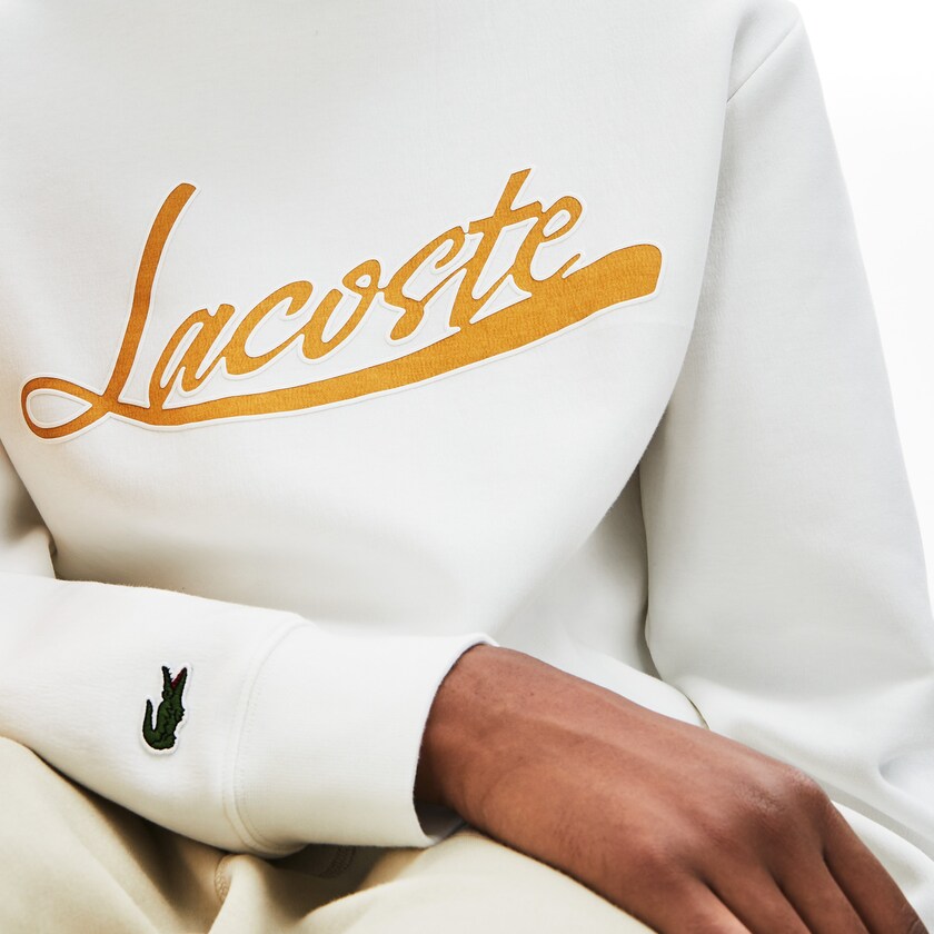 Moletons Lacoste Masculino Branco Signature Print Crew Neck GQ5-43024G6