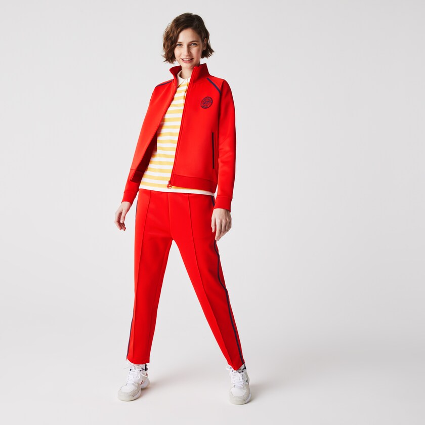 Moletons Lacoste Feminino Vermelhas Azuis Vermelhas Stand-Up Collar Vintage Style Zip SA7-07940K9
