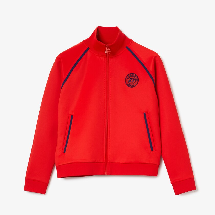Moletons Lacoste Feminino Vermelhas Azuis Vermelhas Stand-Up Collar Vintage Style Zip SA7-07940K9