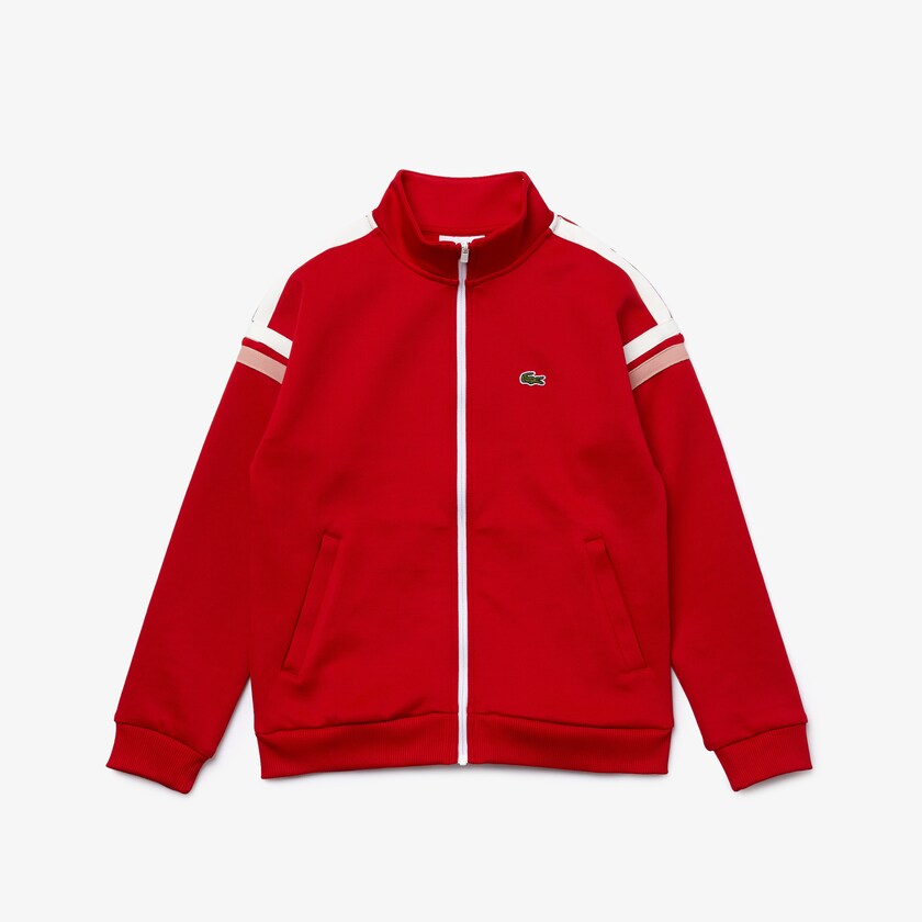 Moletons Lacoste Criança Vermelhas Branco Striped Band Zippered RI5-40714T5