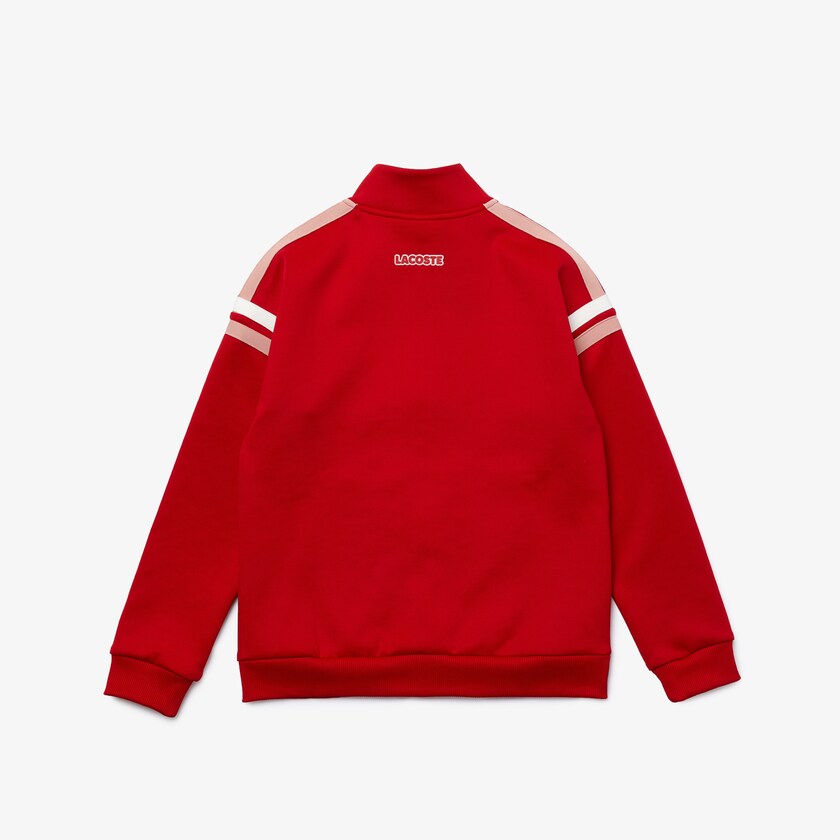 Moletons Lacoste Criança Vermelhas Branco Striped Band Zippered RI5-40714T5
