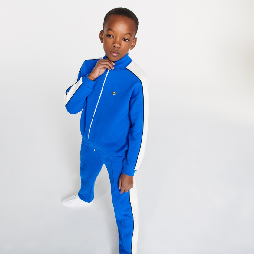 Moletons Lacoste Criança Azuis Branco Azul Marinho Azuis Two-Tone Cotton Fleece Zip XR4-31503N5