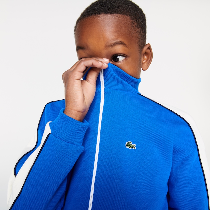 Moletons Lacoste Criança Azuis Branco Azul Marinho Azuis Two-Tone Cotton Fleece Zip XR4-31503N5