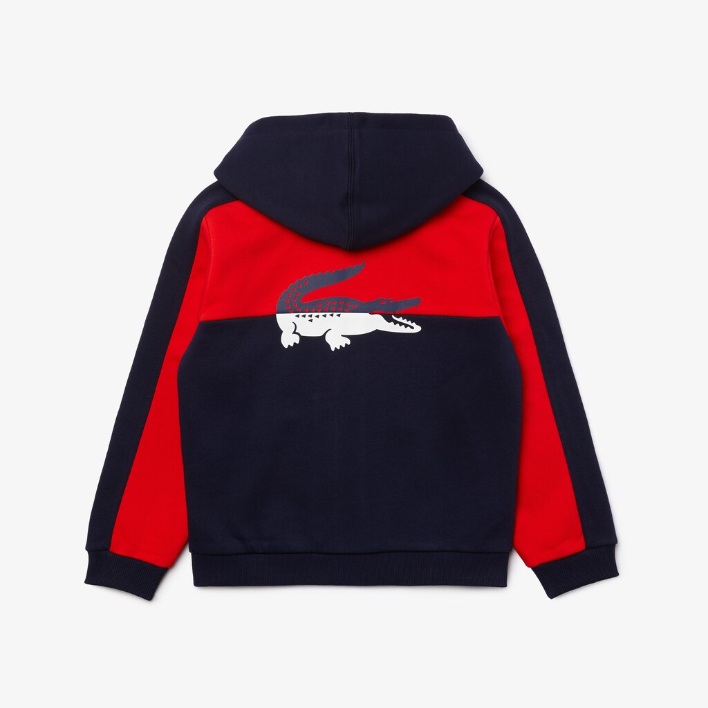 Moletons Lacoste Criança Azul Marinho Azuis Vermelhas Two-Tone Croc-Print Hooded Zip DO3-01030U8