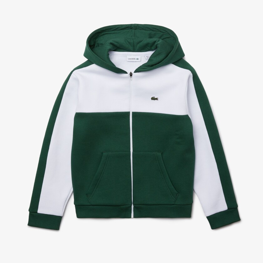 Moletons Lacoste Criança Branco Verdes Two-Tone Croc-Print Hooded Zip FJ9-63986K2