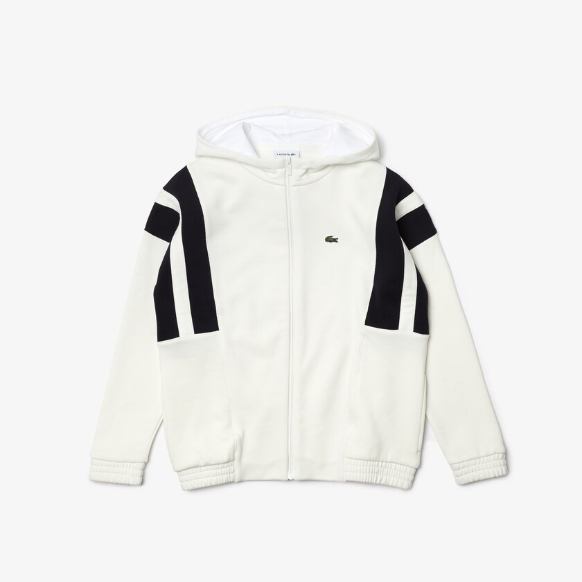 Moletons Lacoste Criança Branco Azul Marinho Azuis Vintage Style Hooded Fleece Zip EN8-66726I6