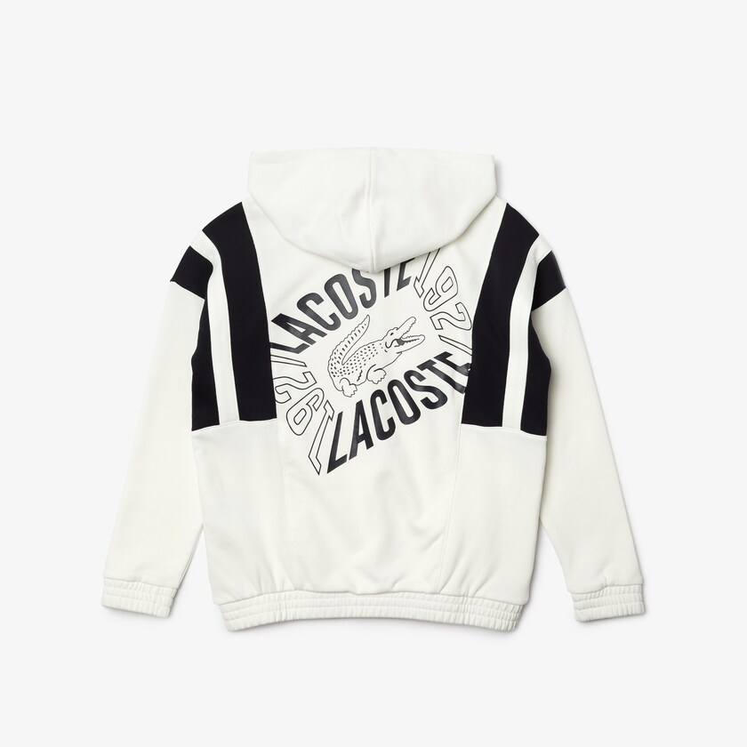 Moletons Lacoste Criança Branco Azul Marinho Azuis Vintage Style Hooded Fleece Zip EN8-66726I6