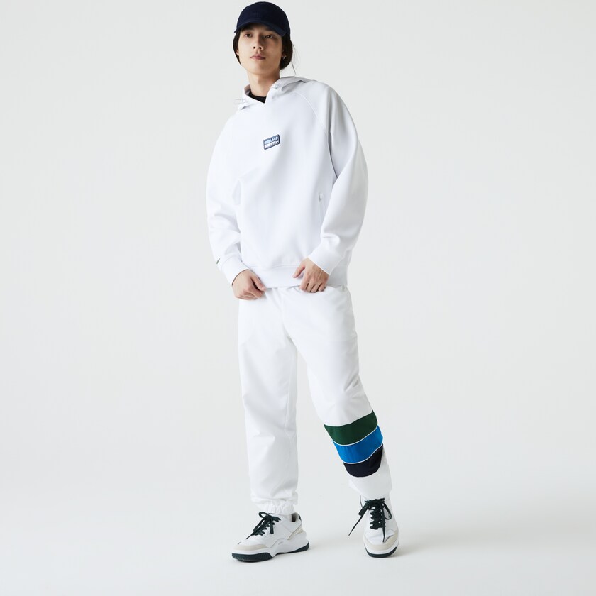 Moletons Lacoste Masculino Branco Zip Pocket Hooded With Badge SM0-12051M2