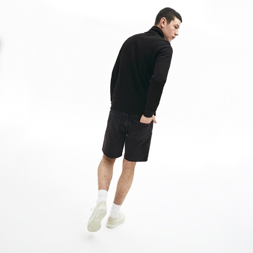 Moletons Lacoste Masculino Pretas Cinzentas Zip Stand-Up Collar Ribbed EN8-12371S3