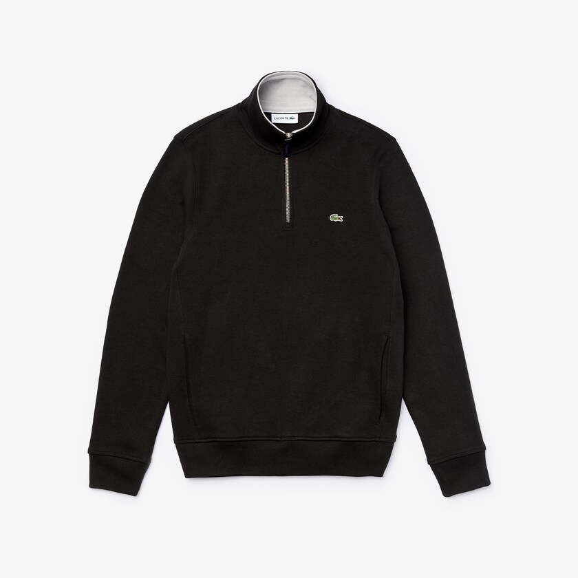 Moletons Lacoste Masculino Pretas Cinzentas Zip Stand-Up Collar Ribbed EN8-12371S3