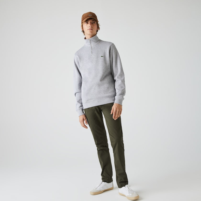 Moletons Lacoste Masculino Cinzentas Zippered Stand-Up Collar Cotton PV0-98889G9