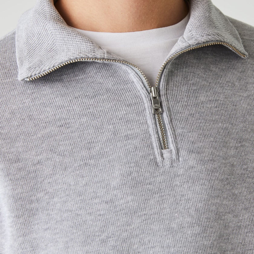 Moletons Lacoste Masculino Cinzentas Zippered Stand-Up Collar Cotton PV0-98889G9