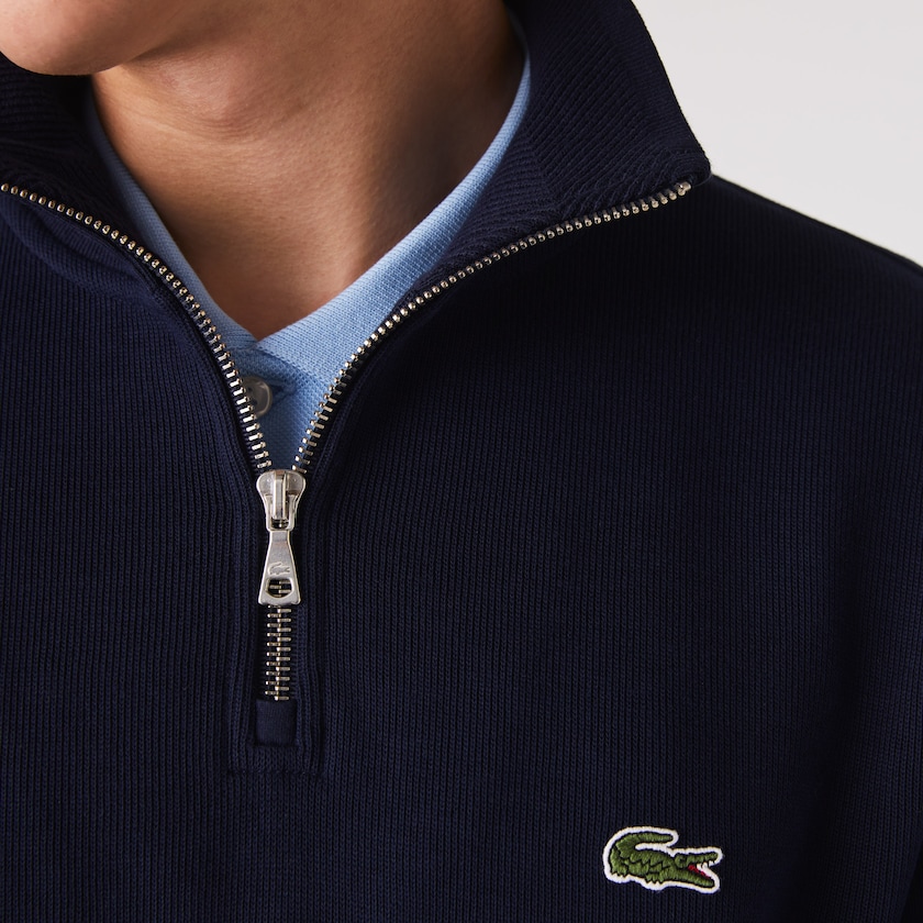 Moletons Lacoste Masculino Azul Marinho Azuis Zippered Stand-Up Collar Cotton UE2-23052D6