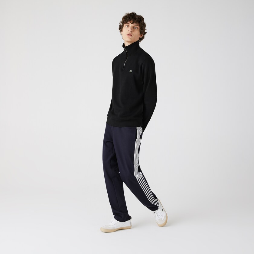 Moletons Lacoste Masculino Pretas Zippered Stand-Up Collar Cotton ET6-78987S1