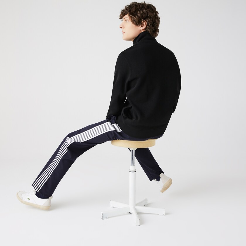 Moletons Lacoste Masculino Pretas Zippered Stand-Up Collar Cotton ET6-78987S1