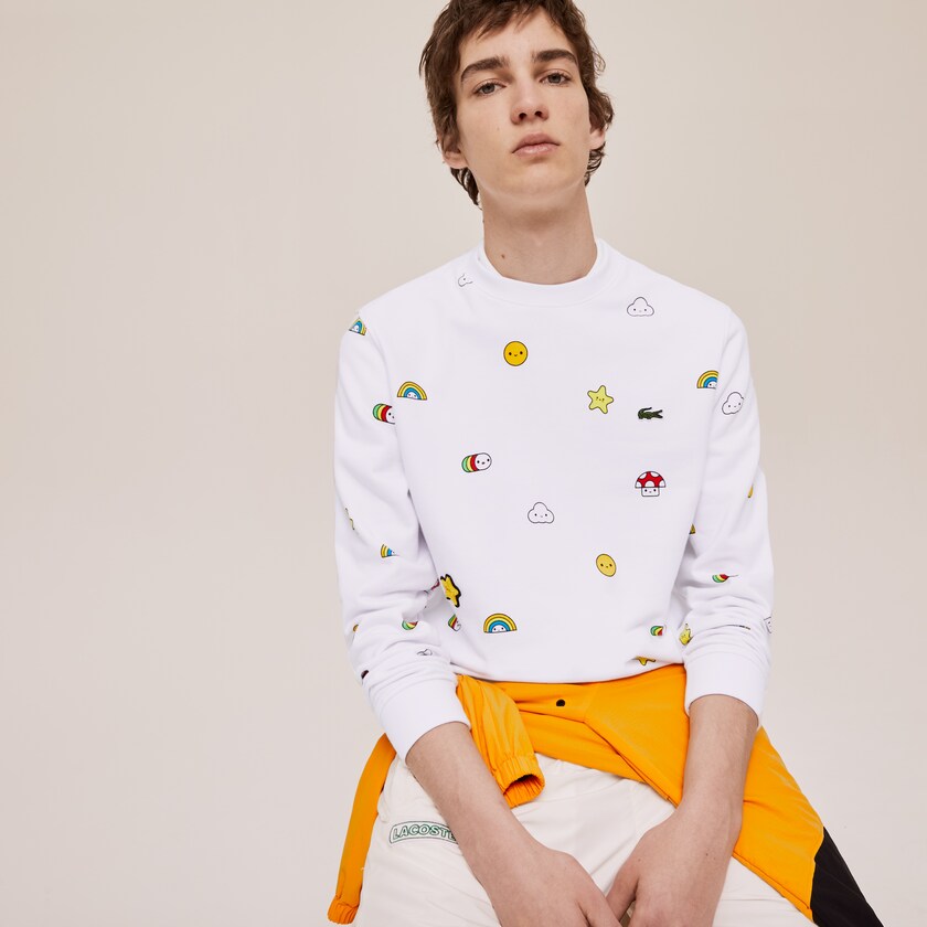 Moletons Lacoste Masculino Branco x FriendsWithYou Design RE7-12591A6