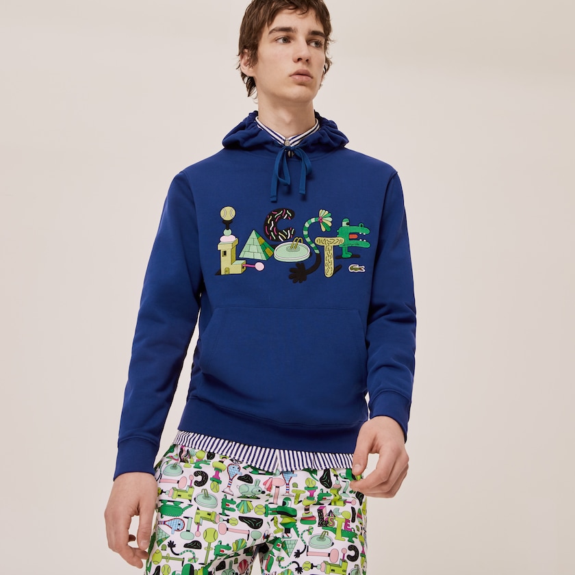 Moletons Lacoste Feminino Azul Marinho Azuis x Jeremyville Print Hooded KB1-45534Q4